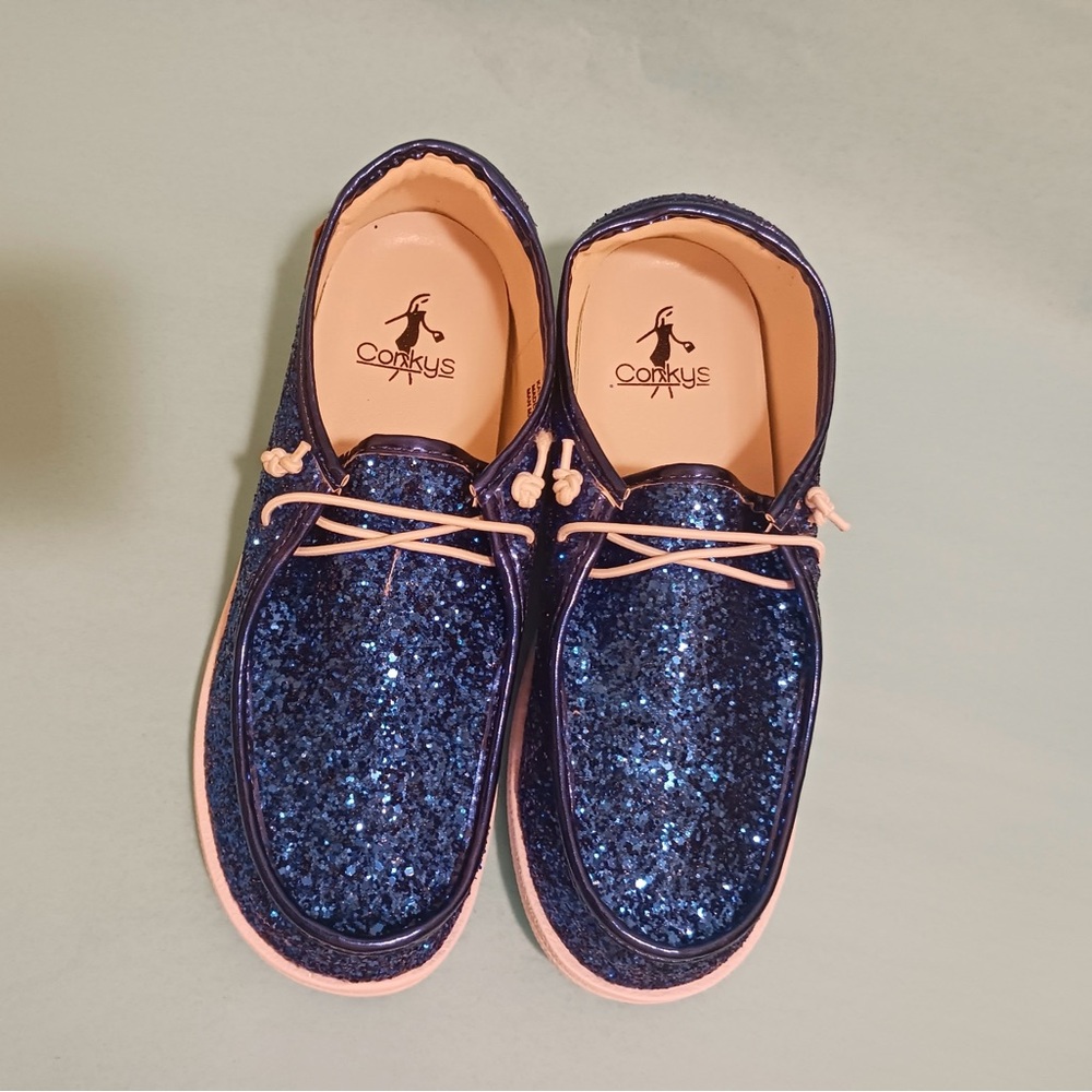 Corkys Sparkly Moccasins - Navy
